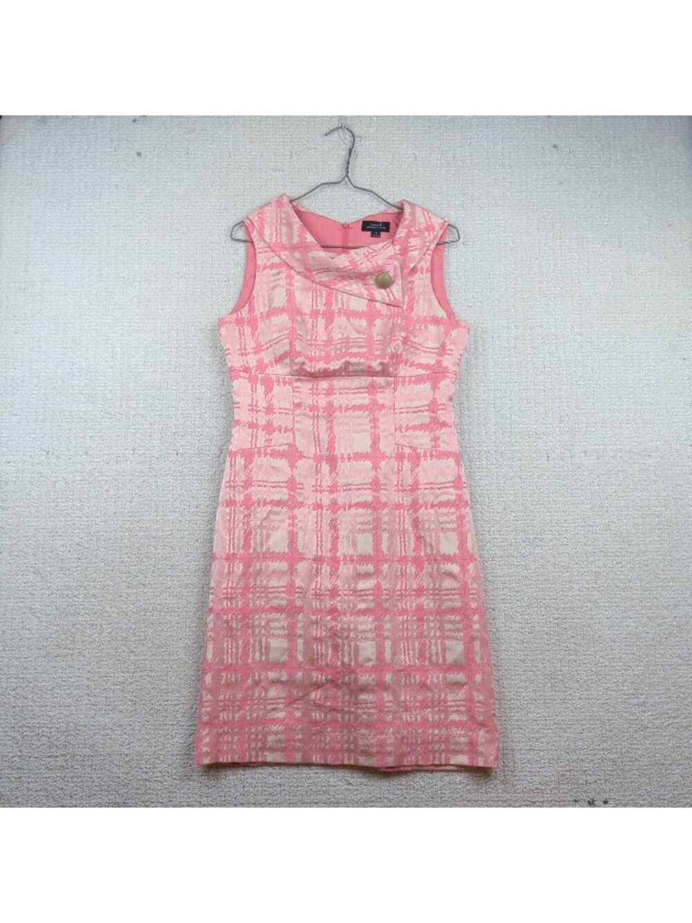 Tahari Arthur S Levine Retro 50's Style Dress Womens Size 6 Pink White Jacquard